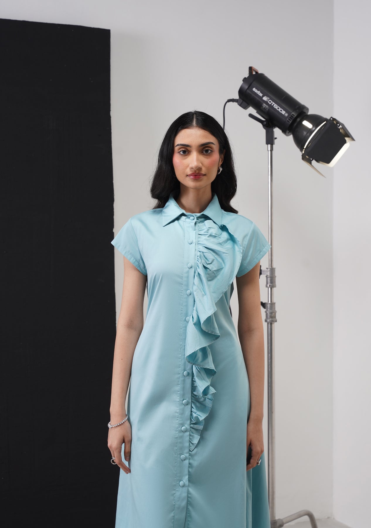 Gloria Midi Dress (Soft Cyan)