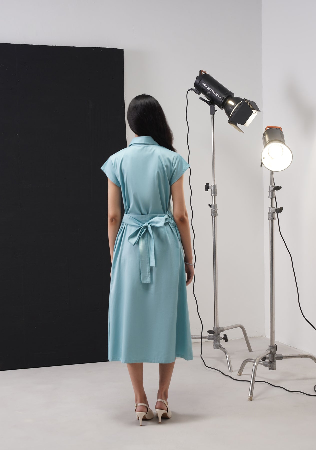 Gloria Midi Dress (Soft Cyan)