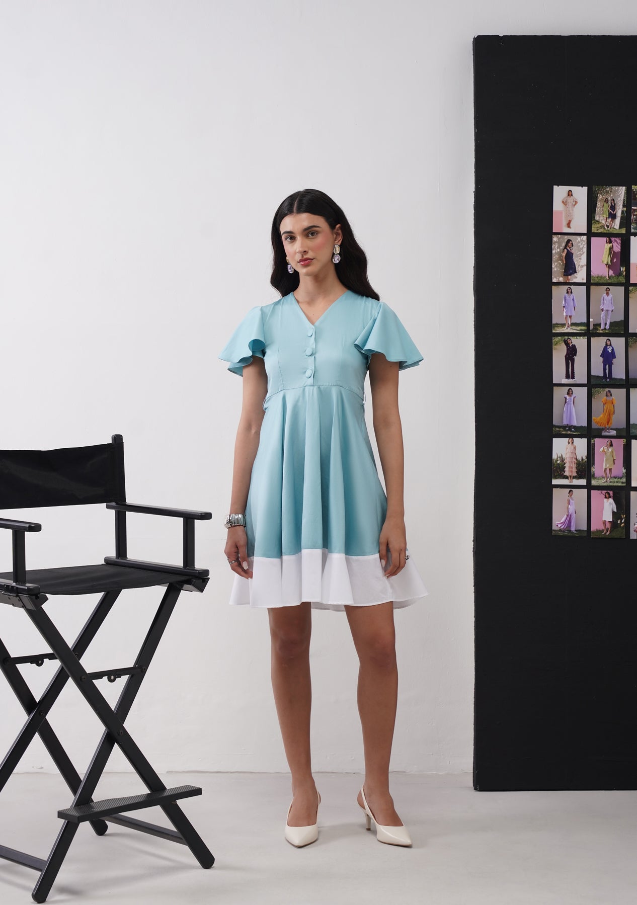 Selena Mini Dress (Soft Cyan)