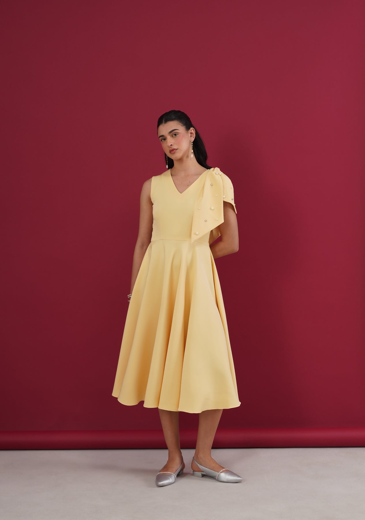 Cara Midi Dress (Butter Yellow)
