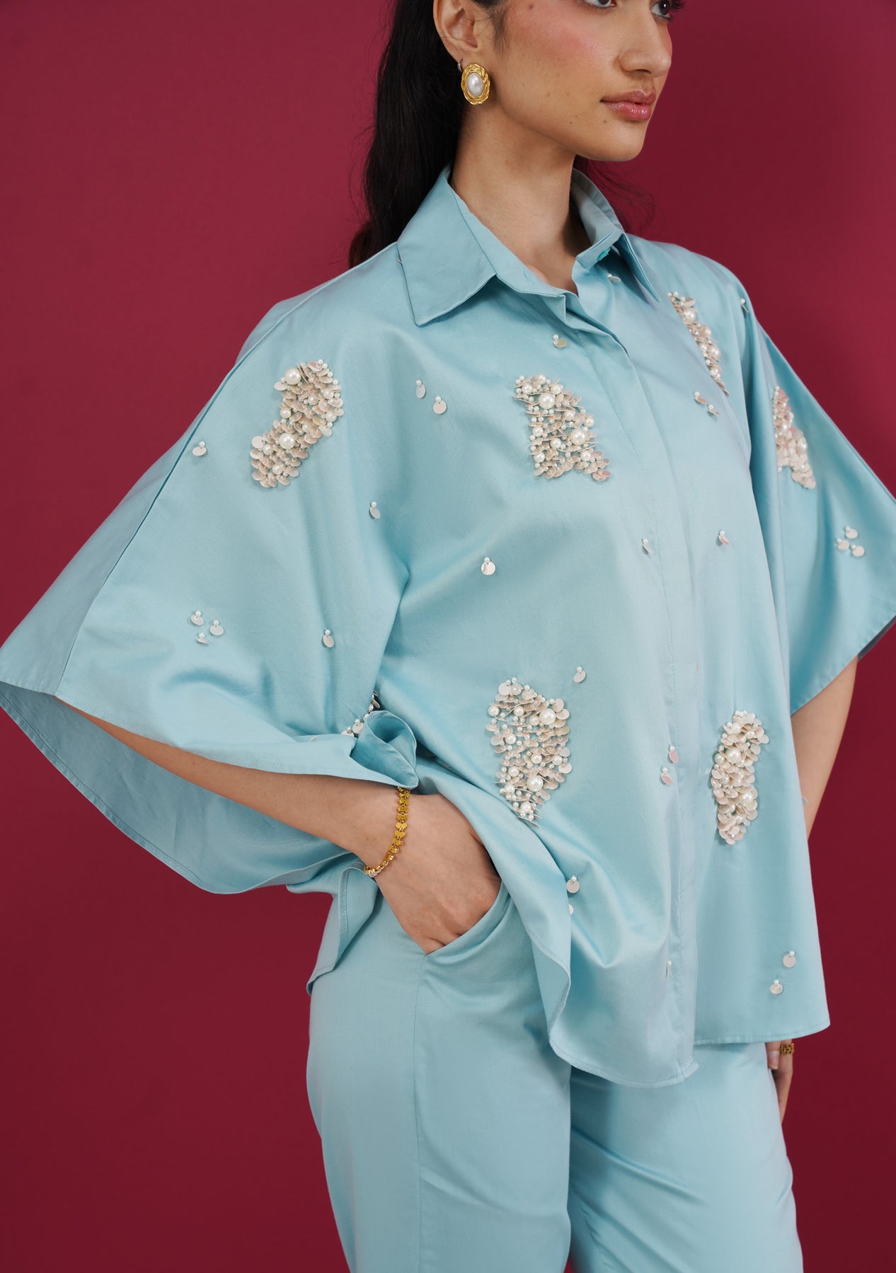 Cape Co-ord Set (Soft Cyan)