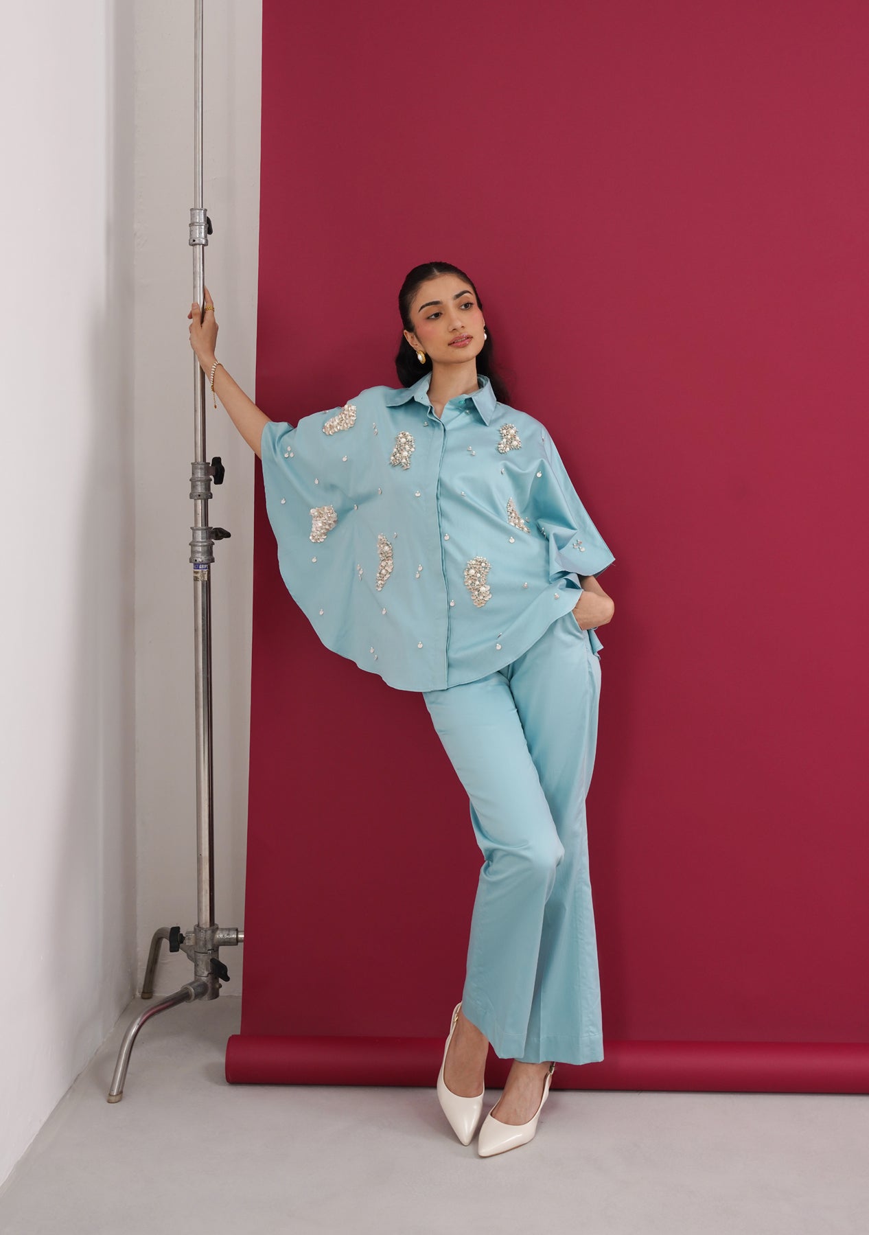 Cape Co-ord Set (Soft Cyan)