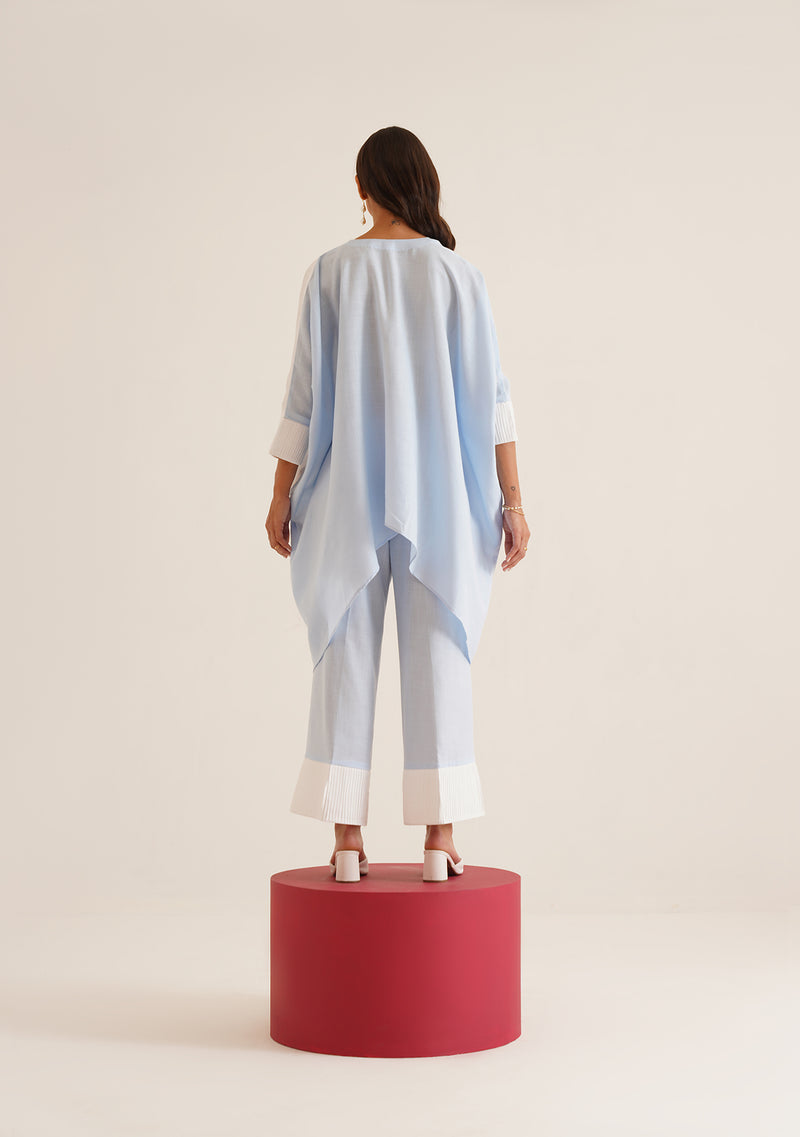 Duo Kaftan Co-ord Set (Blue and White)