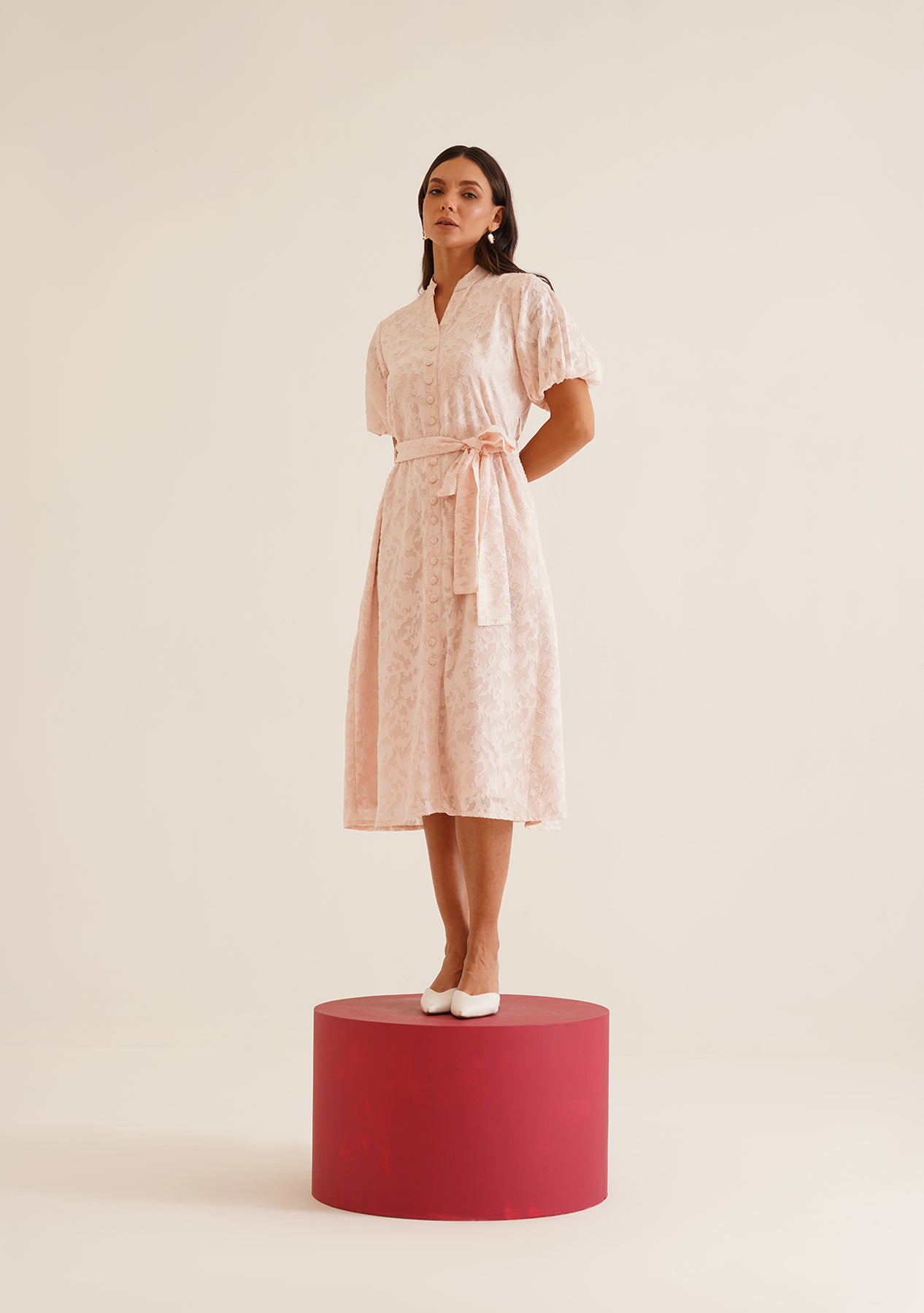 Jackie Midi Dress (Baby Pink)