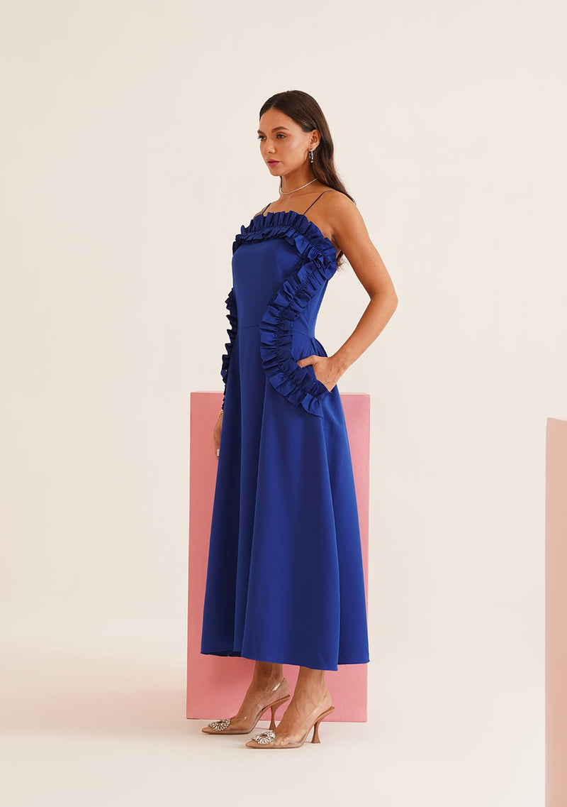 Milano Midi Dress (Blue) As Seen On Nriti Shah