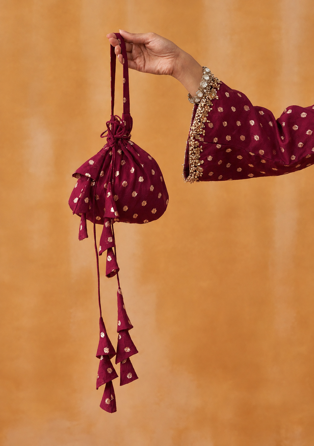 Chanderi Potli Bag (Berry Wine)
