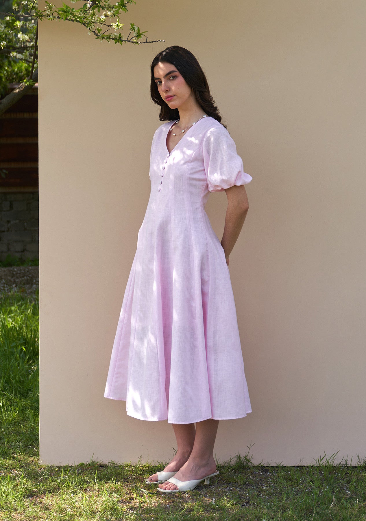 Pia Midi Dress (Baby Pink)