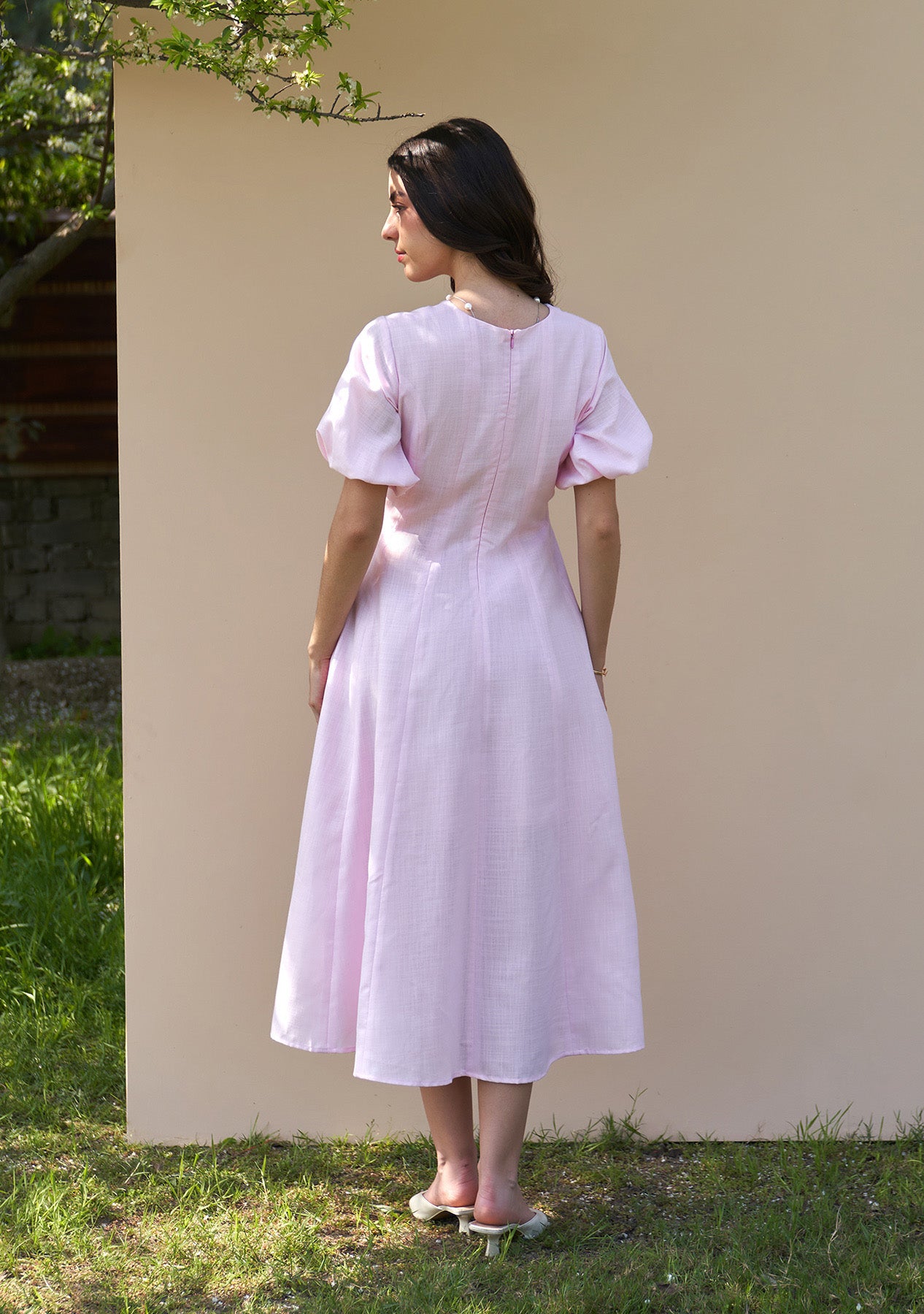 Pia Midi Dress (Baby Pink)