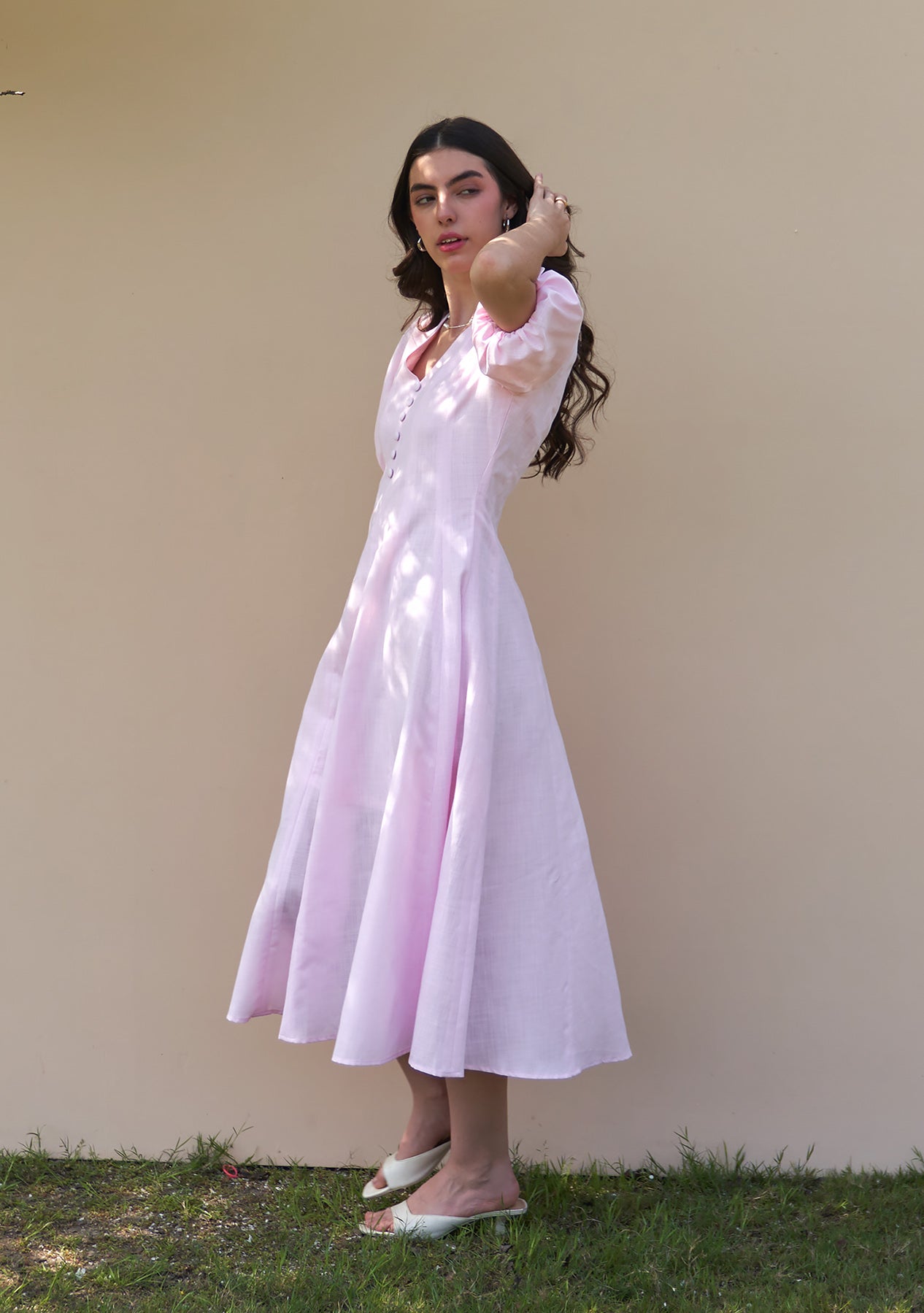 Pia Midi Dress (Baby Pink)