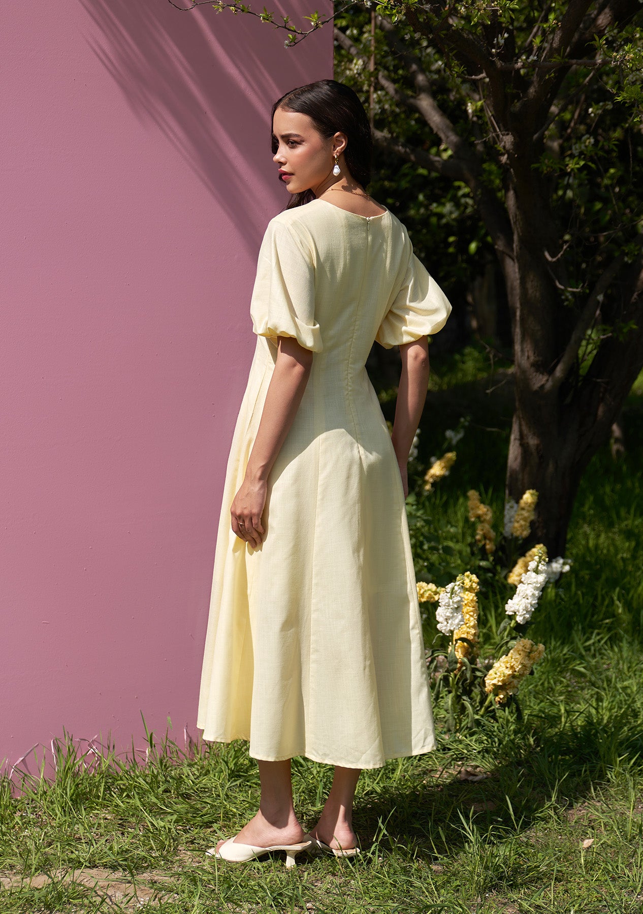 Pia Midi Dress (Butter Yellow)