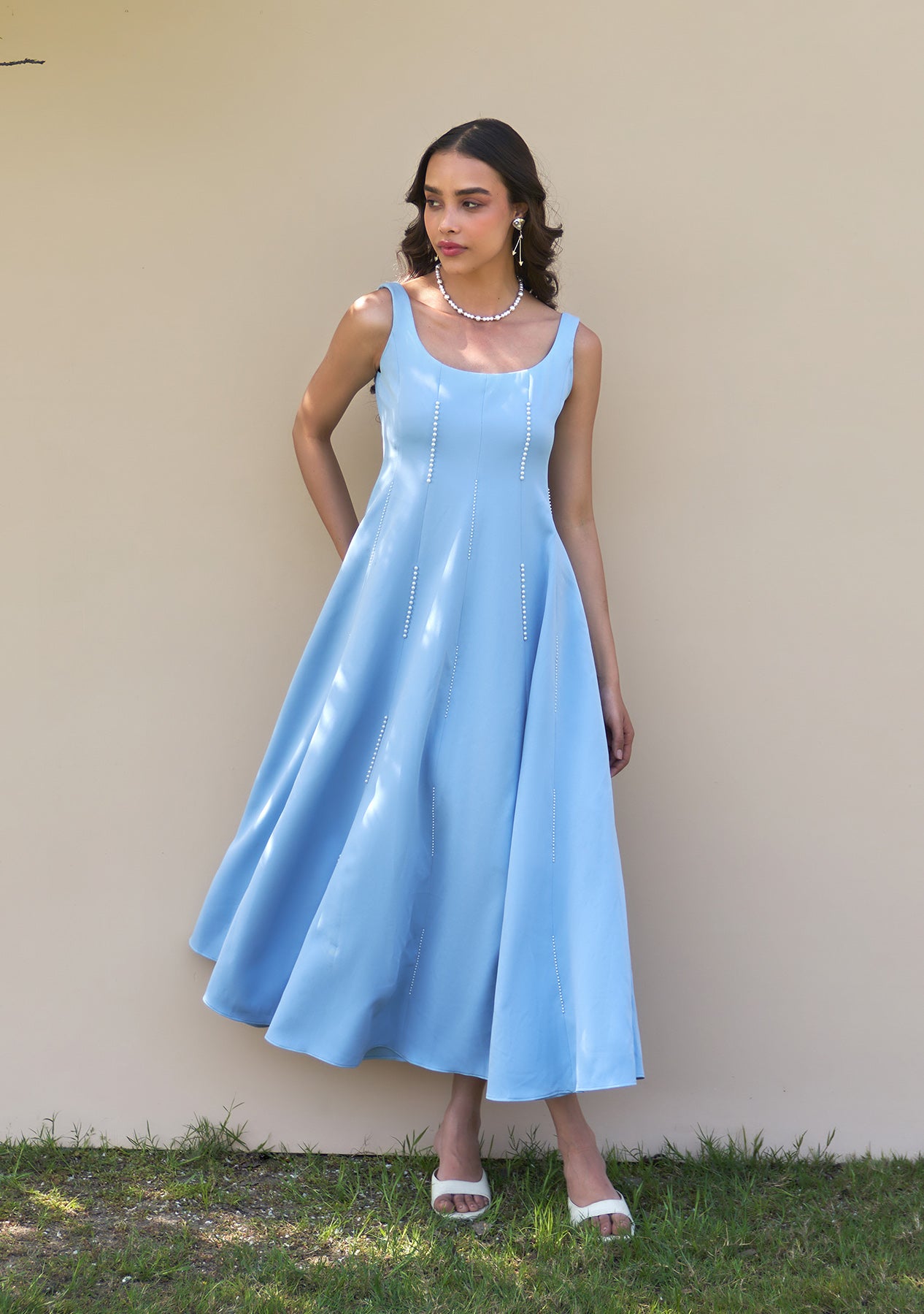 Caroline Midi Dress (Powder Blue)