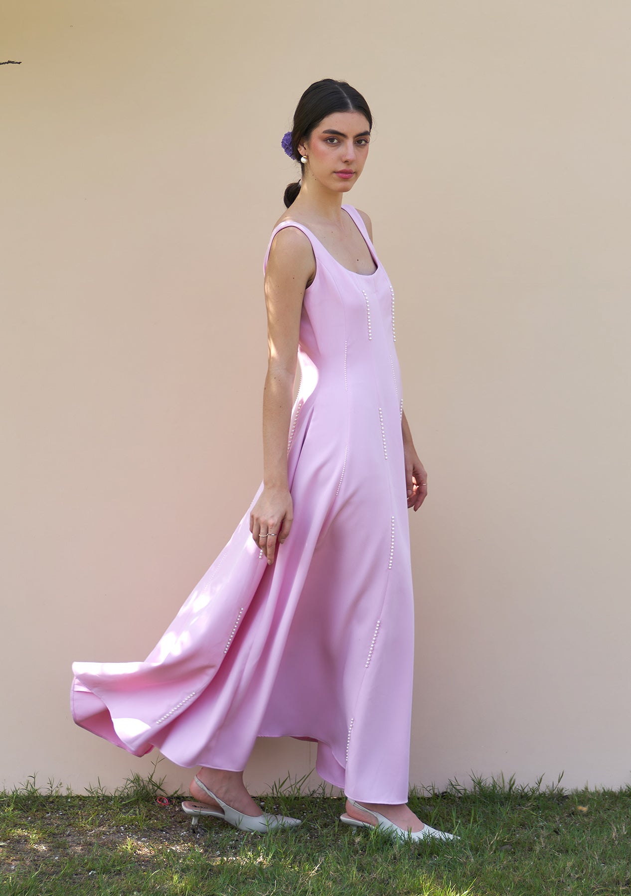 Caroline Midi Dress (Baby Pink)