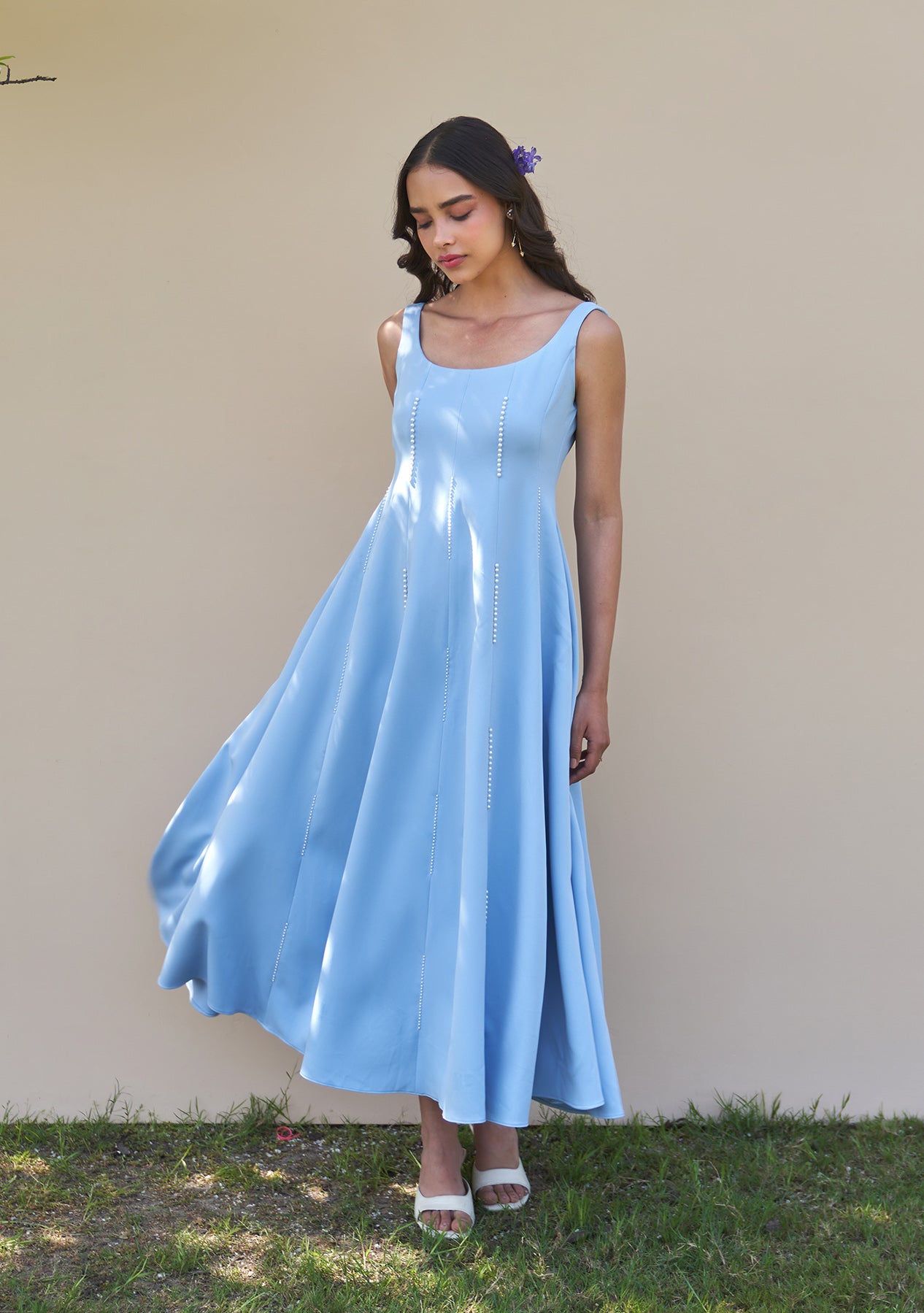 Caroline Midi Dress (Powder Blue)