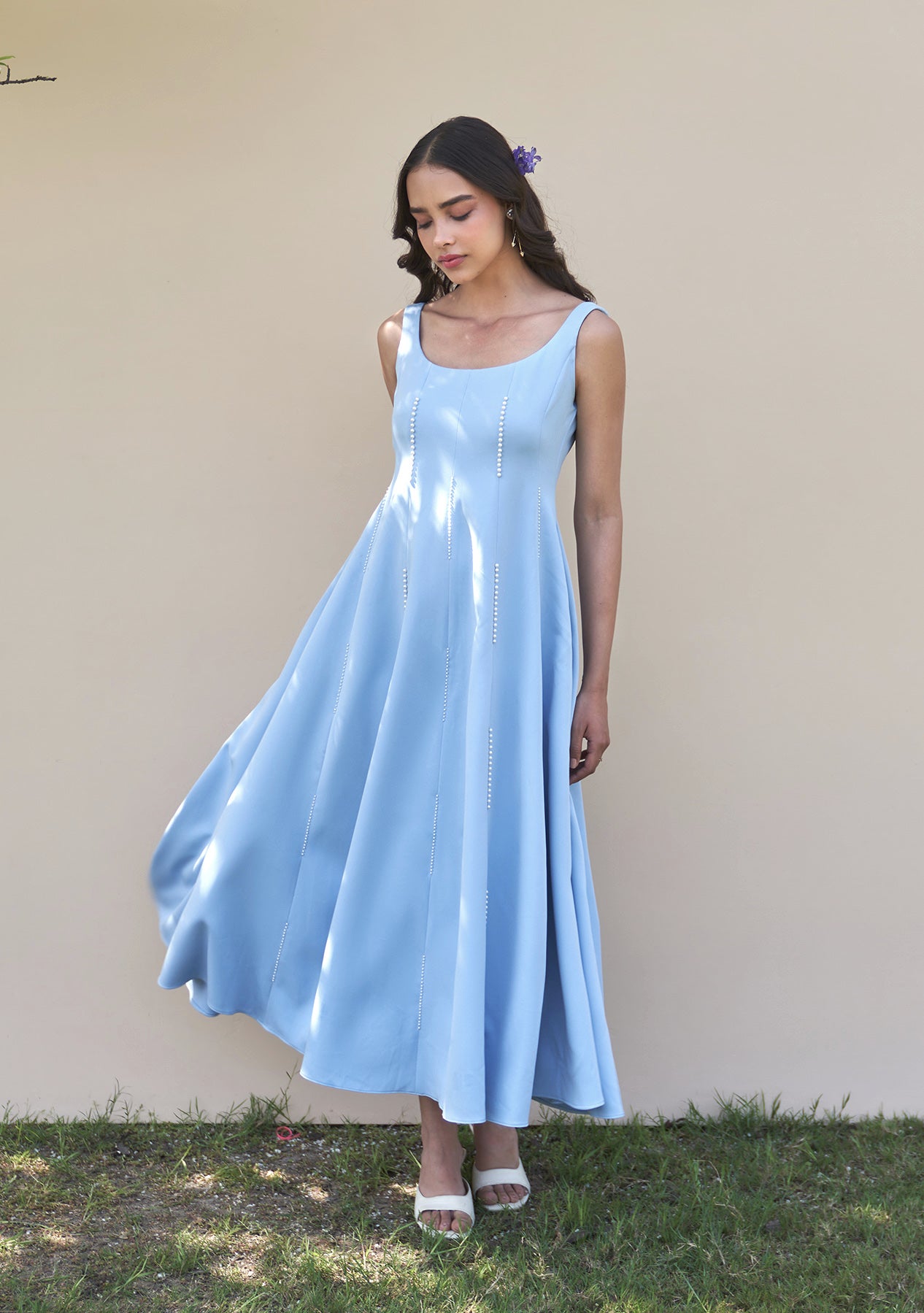 Caroline Midi Dress (Powder Blue)
