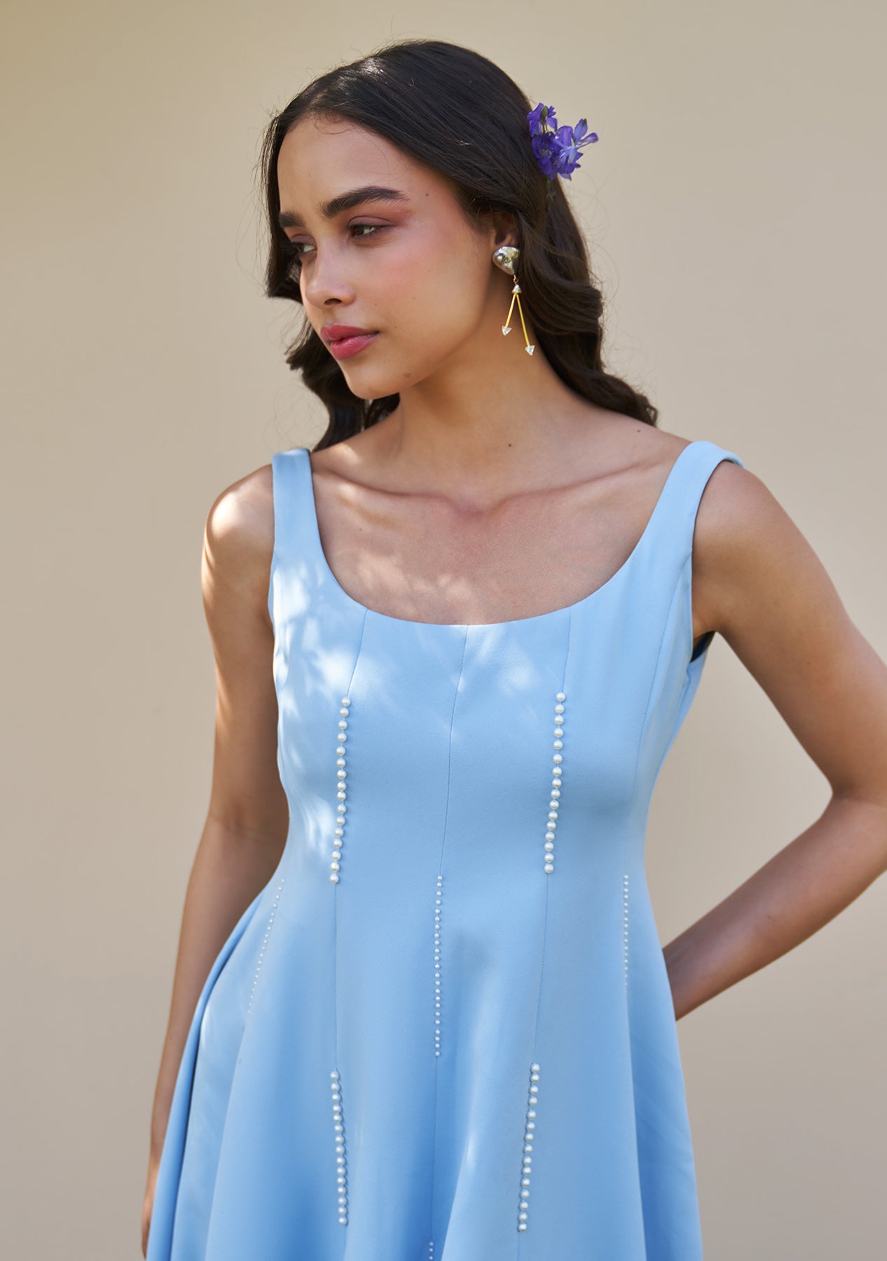 Caroline Midi Dress (Powder Blue)