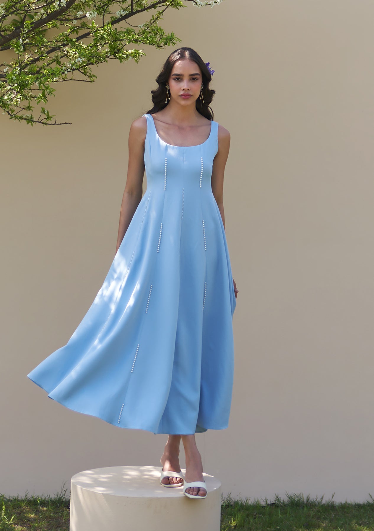 Caroline Midi Dress (Powder Blue)