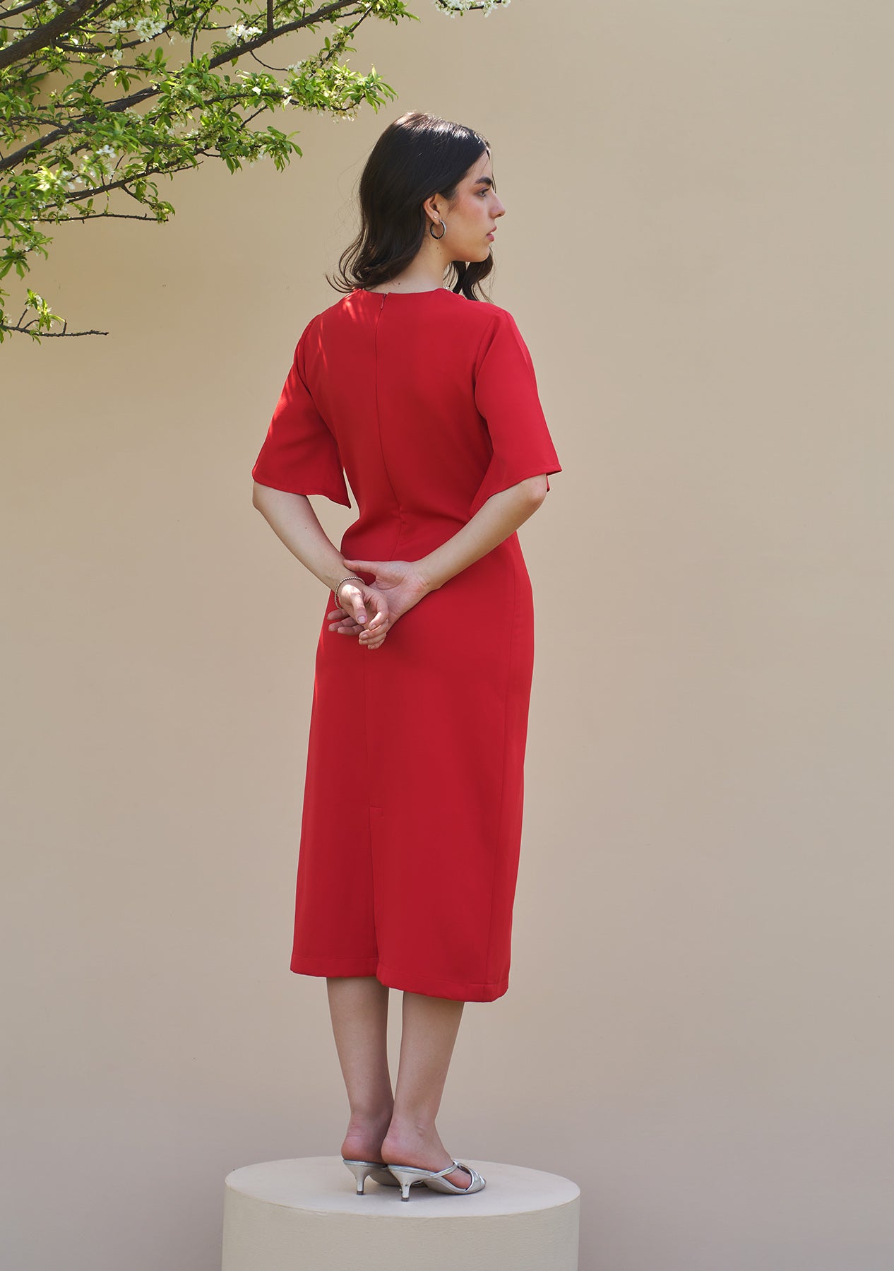 Dewdrop Midi Dress (Red)