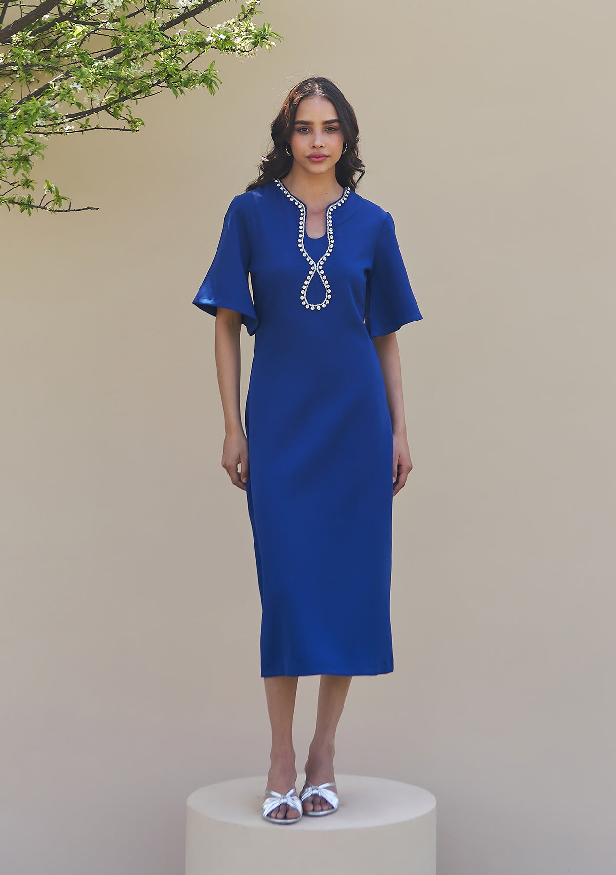 Dewdrop Midi Dress (Blue)