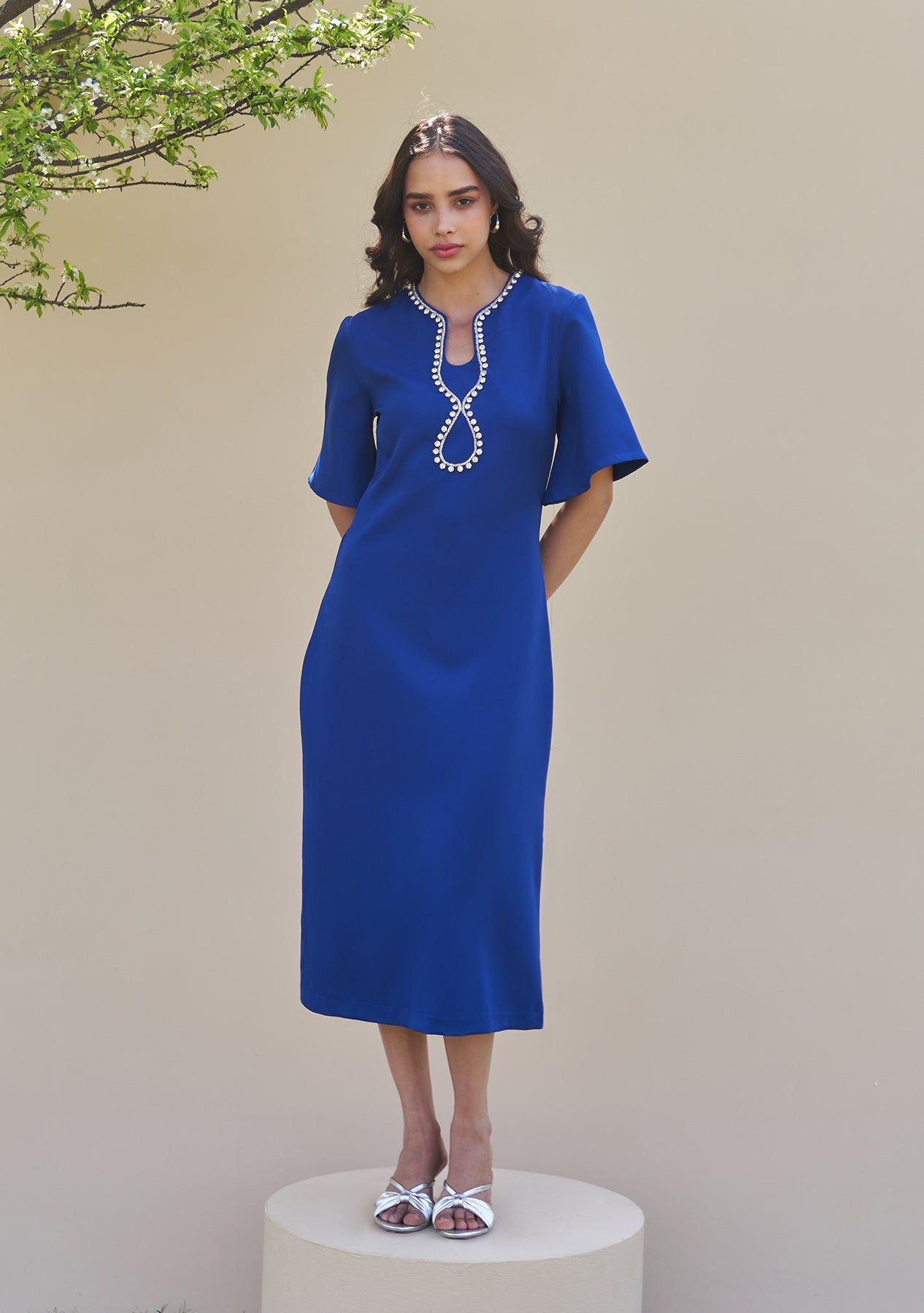 Dewdrop Midi Dress (Blue)