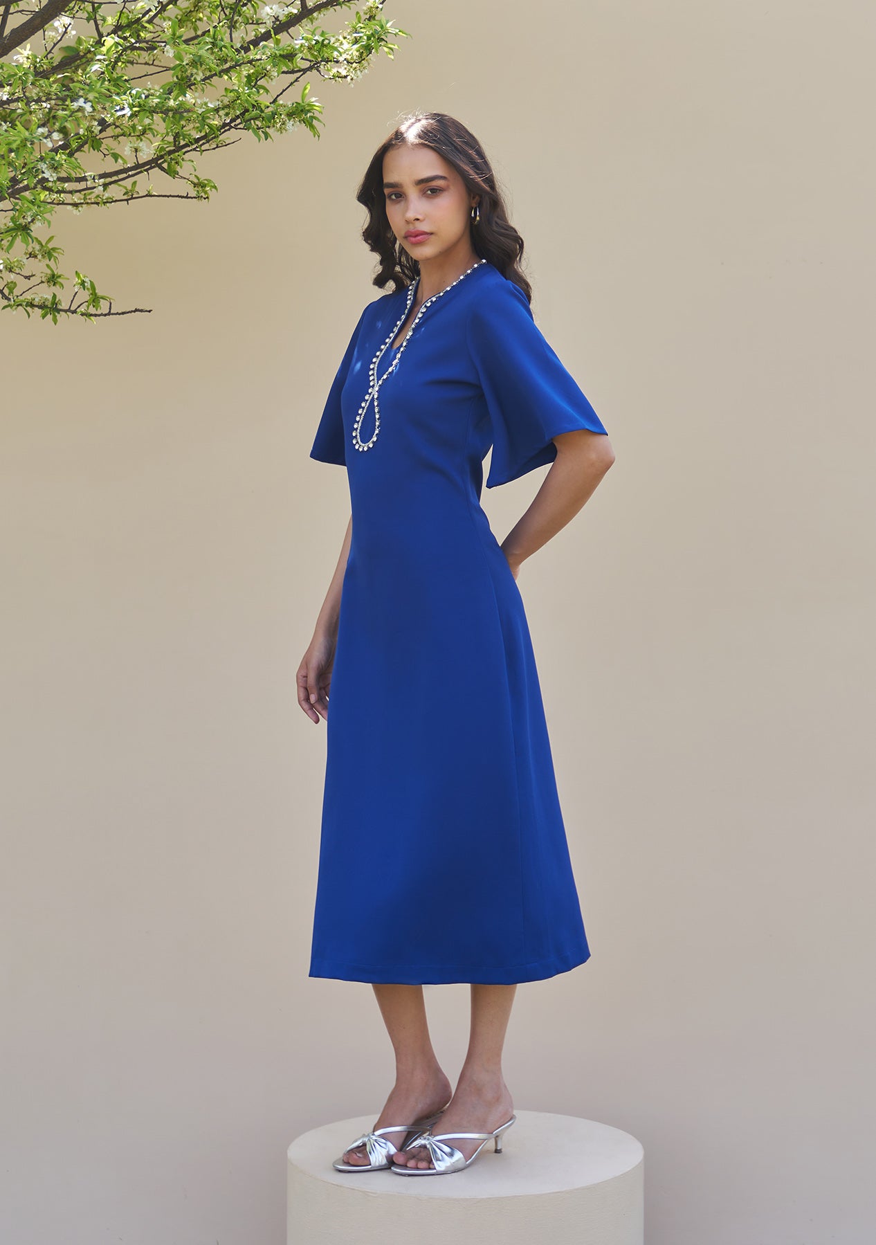 Dewdrop Midi Dress (Blue)