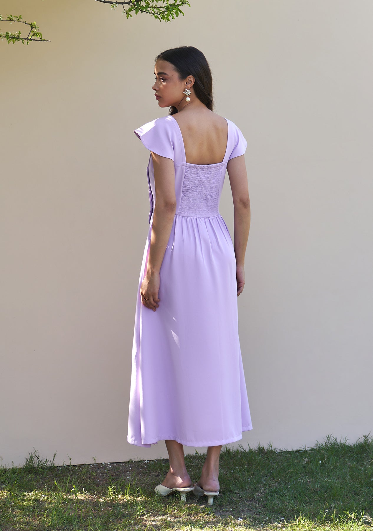 3 Bow Midi Dress (Lilac)