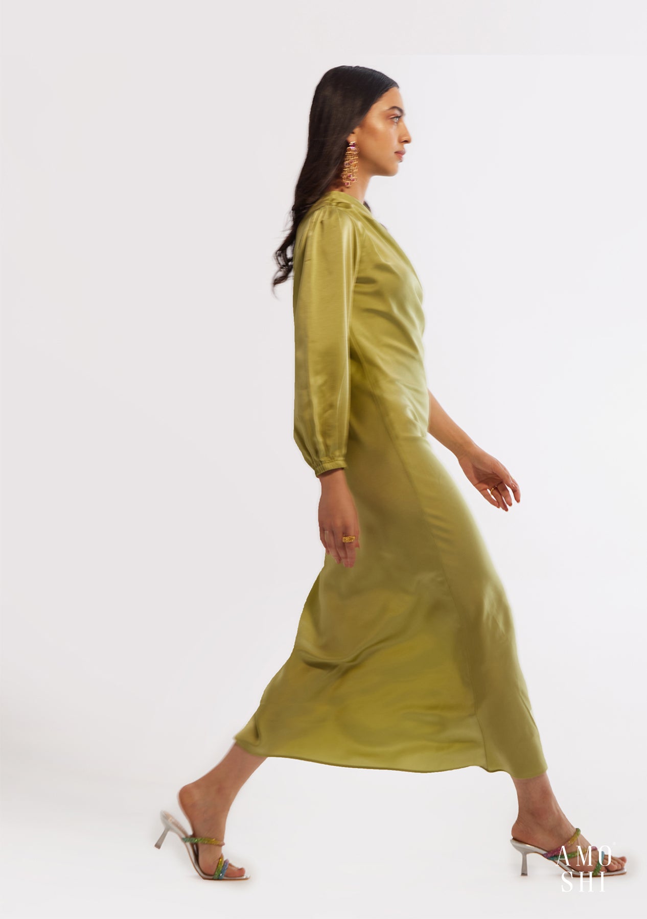 Jolie Midi Dress (Pear Green)