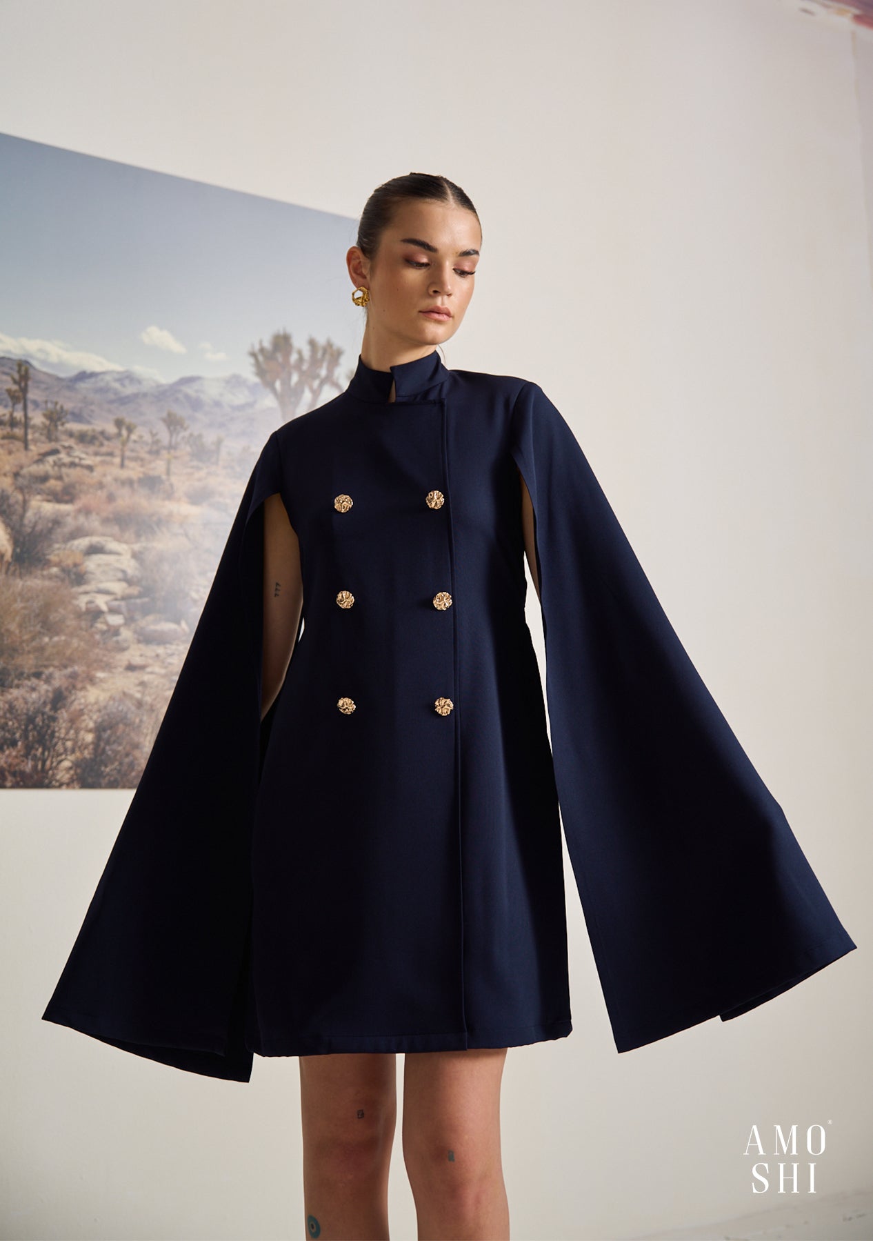 Cape Dress (Navy)