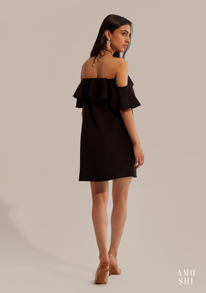 Rene Halter Mini Dress (Black)