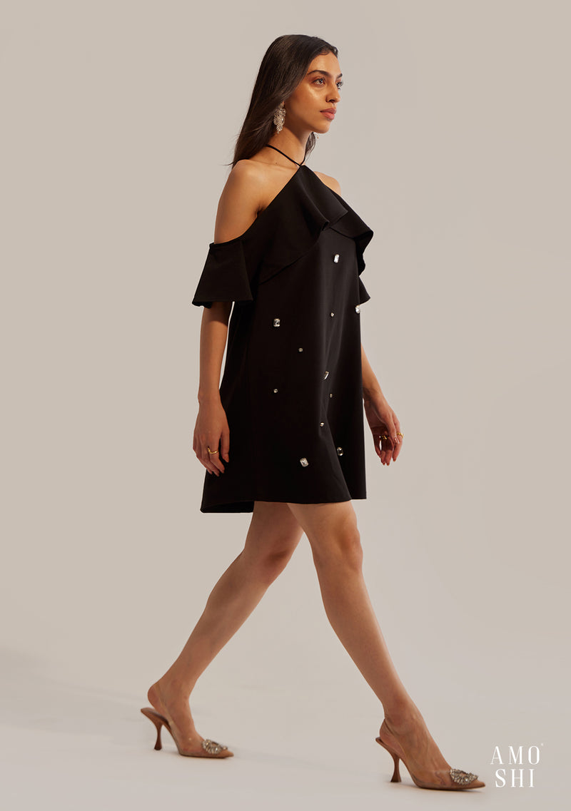 Rene Halter Mini Dress (Black)