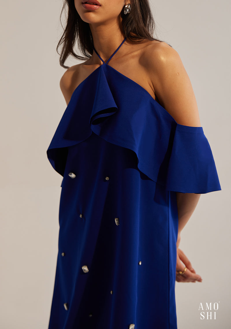 Rene Halter Mini Dress (Blue)