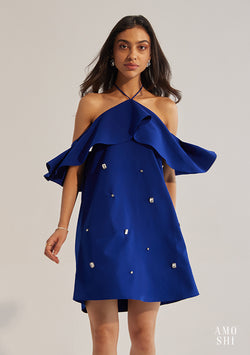 Rene Halter Mini Dress (Blue) - PREORDER
