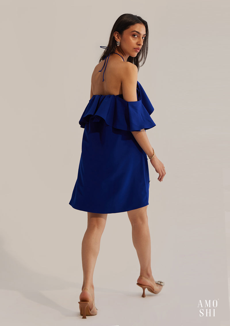 Rene Halter Mini Dress (Blue)