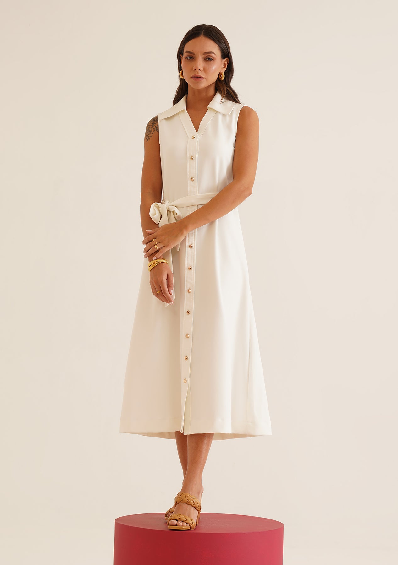 Gaia Midi Dress (White)