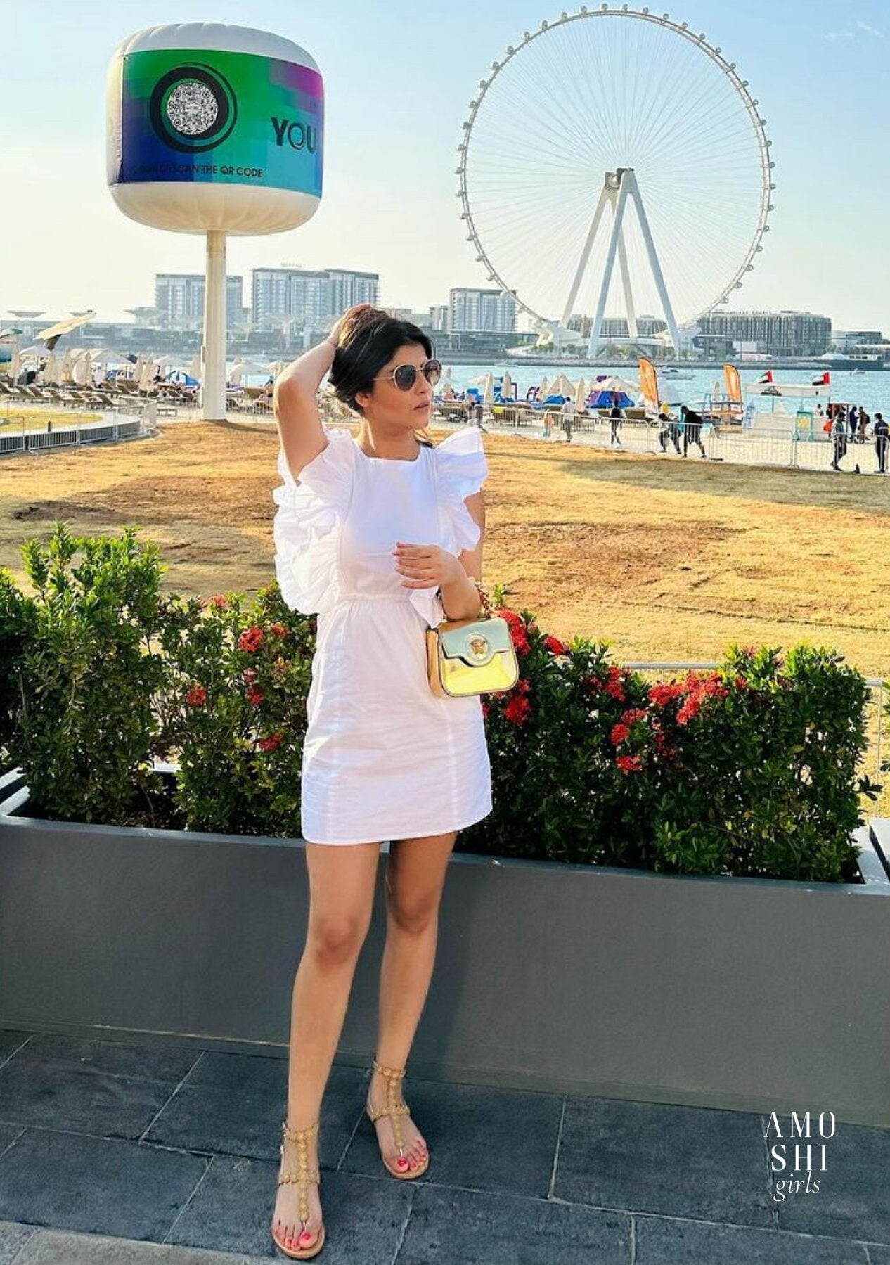 Poppy Mini Dress (White) as seen on Ishita Chopraa