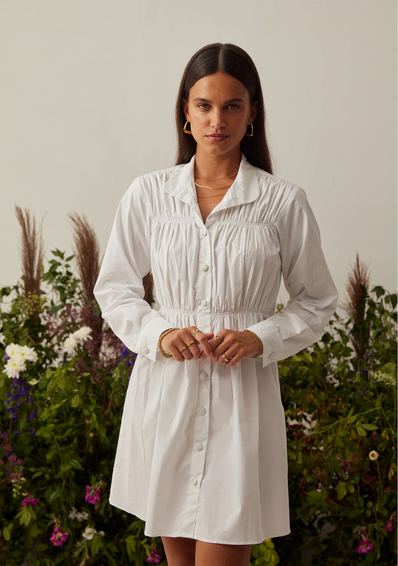 Georgia Shirt Dress (White)