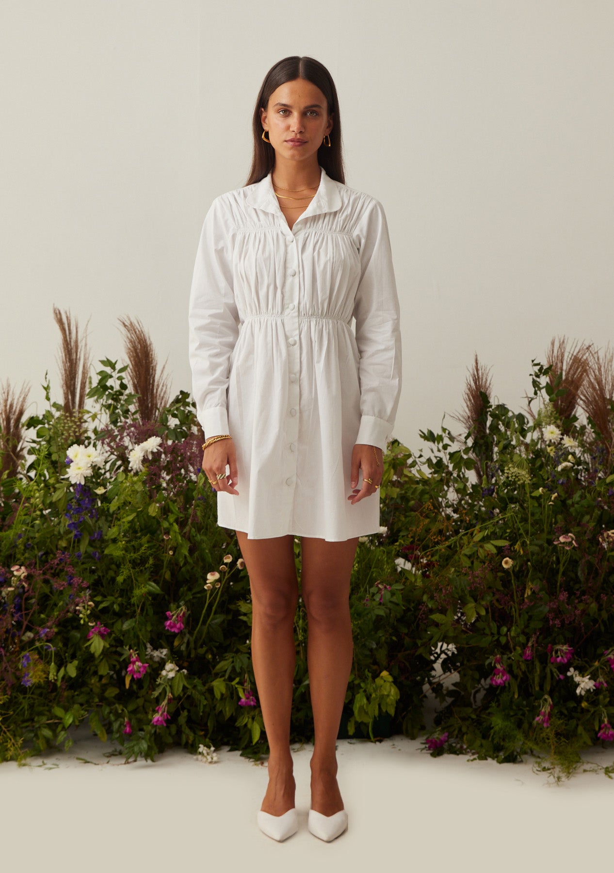 Georgia Shirt Dress (White)