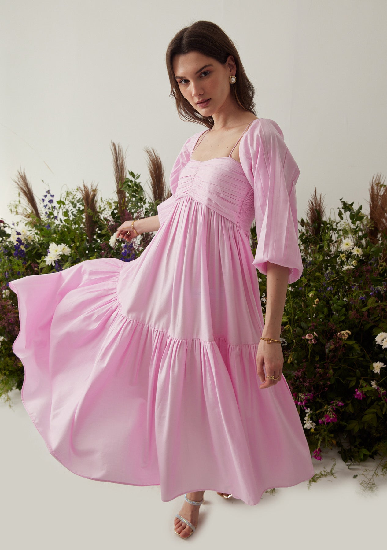 Lea Dress with detachable sleeves (Pink)