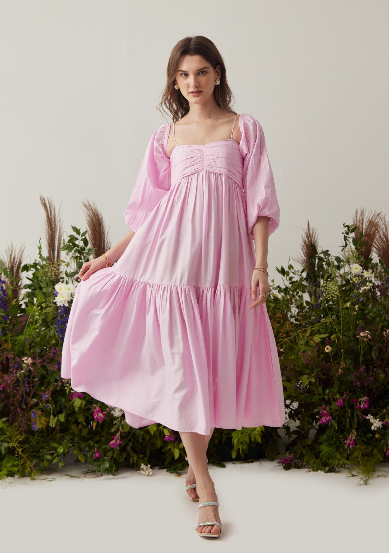 Lea Dress with detachable sleeves (Pink)