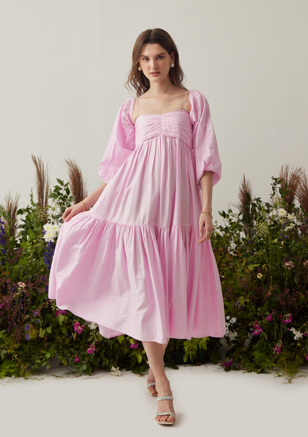 Lea Dress with detachable sleeves (Pink)