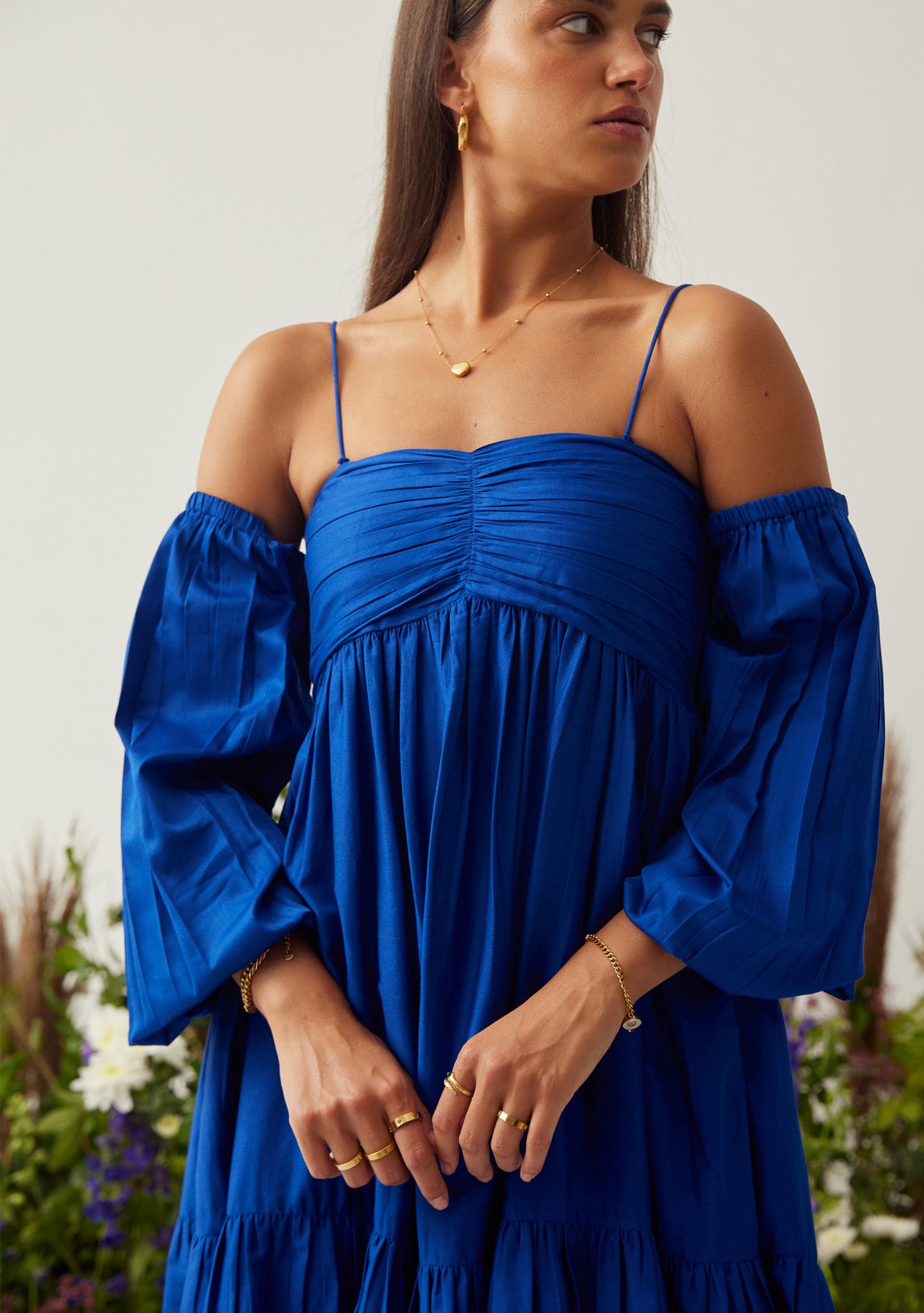 Lea Dress with detachable sleeves (Blue)