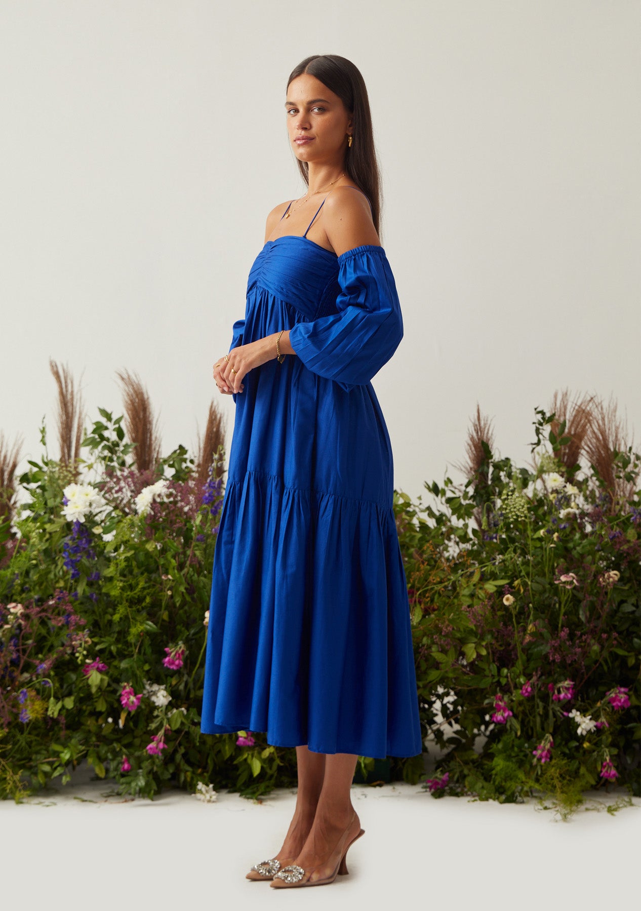 Lea Dress with detachable sleeves (Blue)