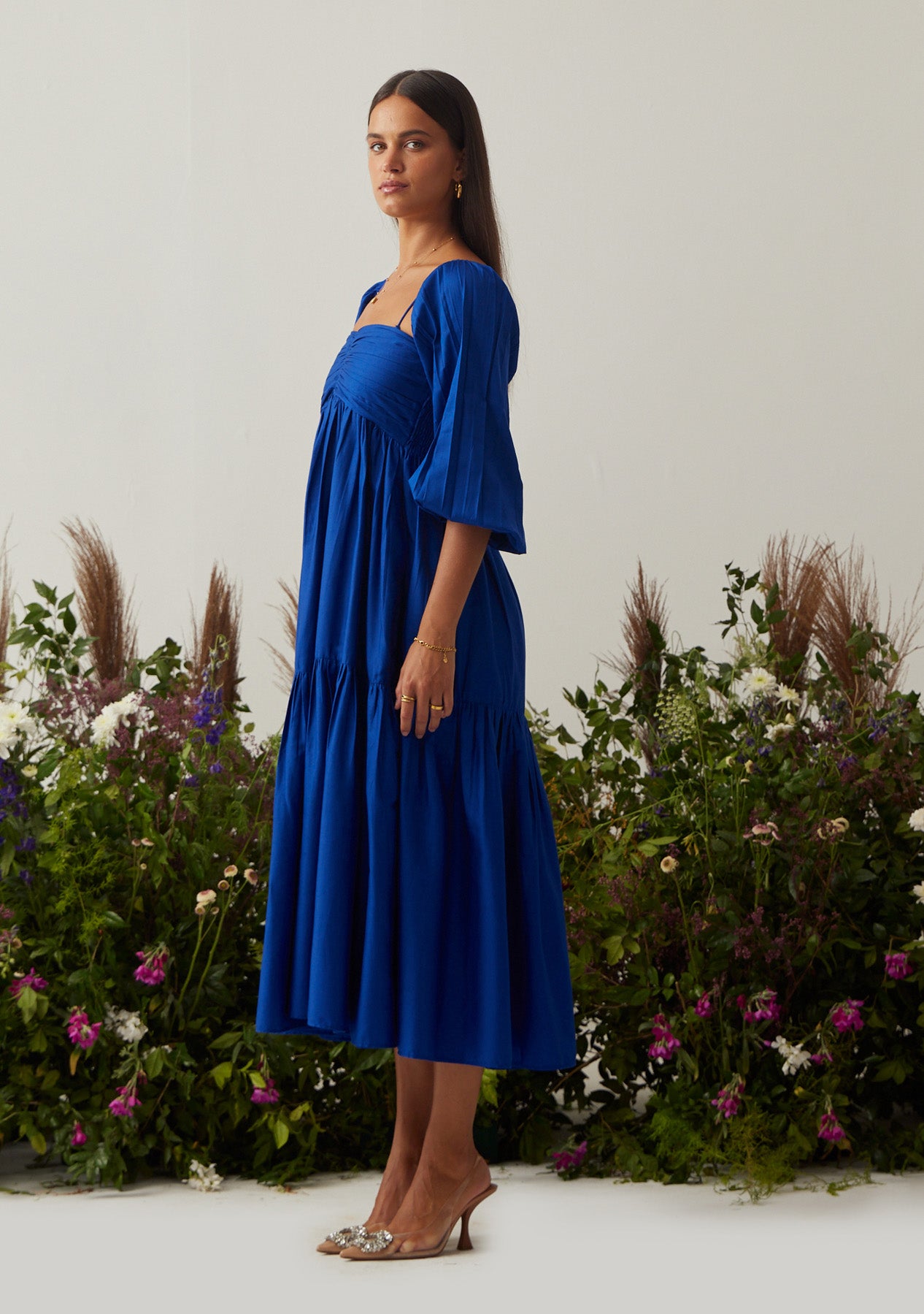 Lea Dress with detachable sleeves (Blue)