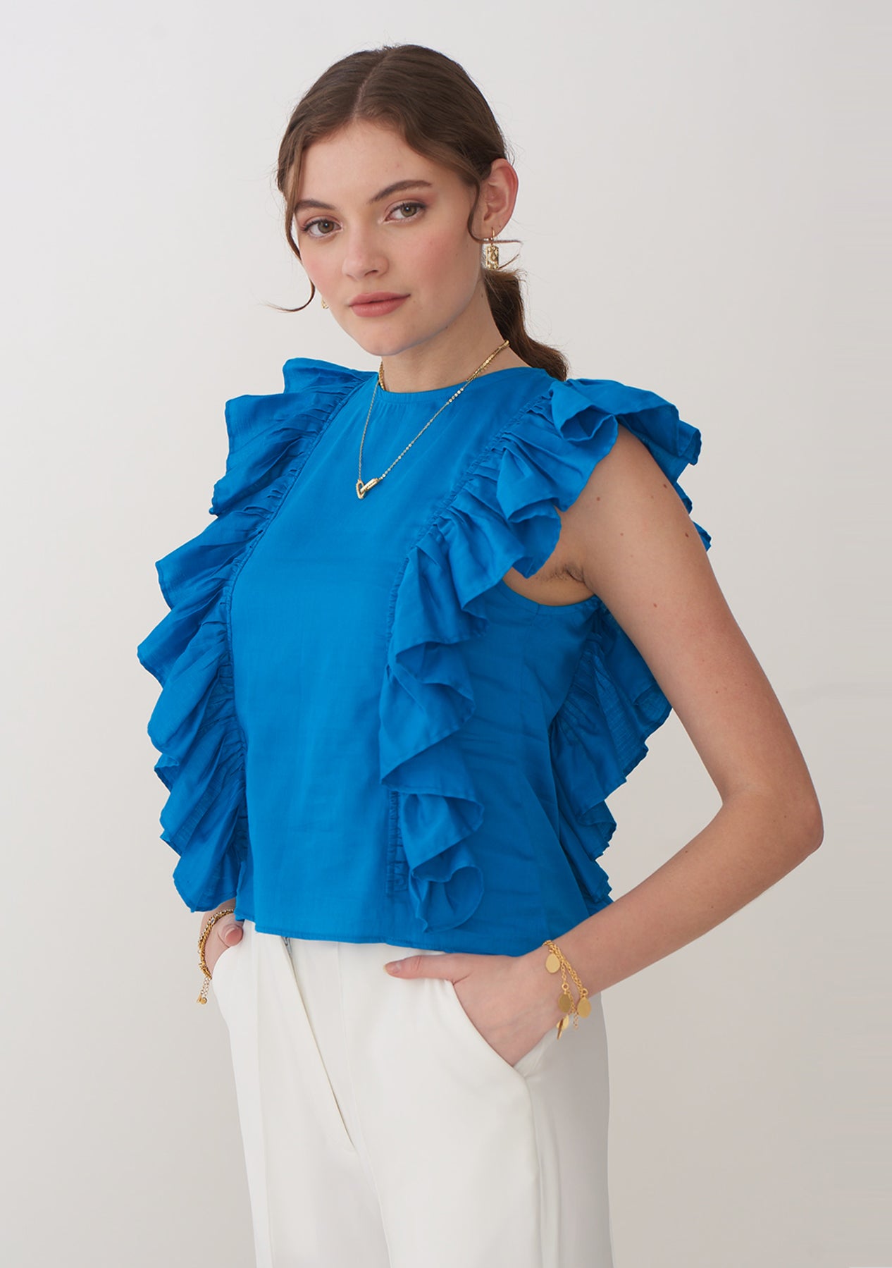 Poppy Sleeveless Top (Blue)