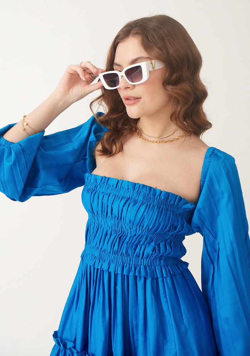 Tina Dhanak As seen in our Dita Dress with detachable sleeves (Blue)