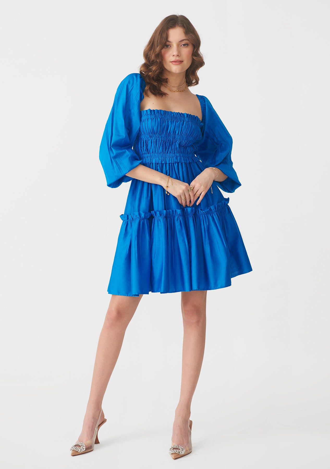 Dita Dress with detachable sleeves (Blue)