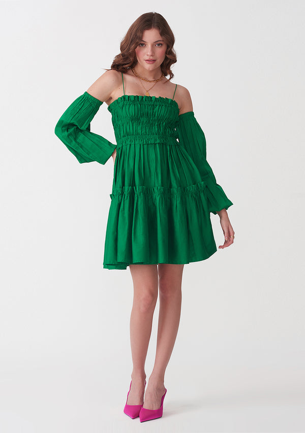 Dita Dress with detachable sleeves (Green)