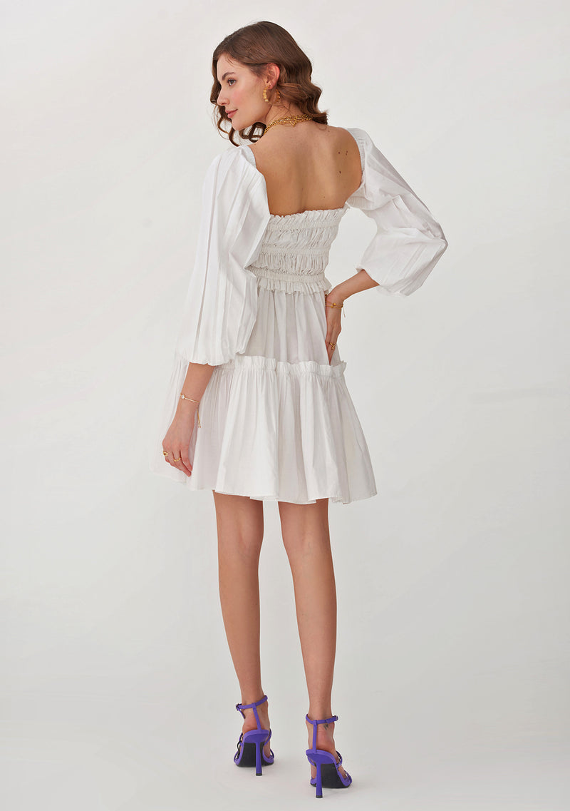Dita Dress with detachable sleeves (White)