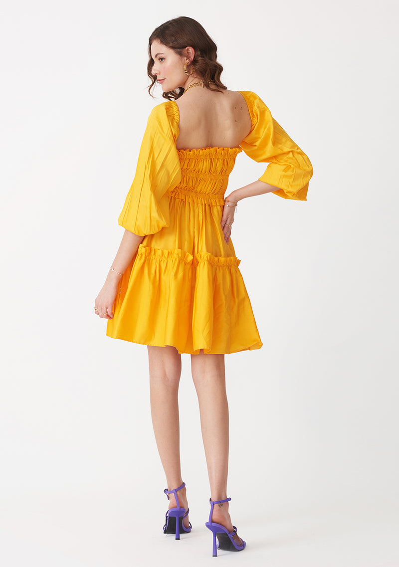 Dita Dress with detachable sleeves (Yellow)