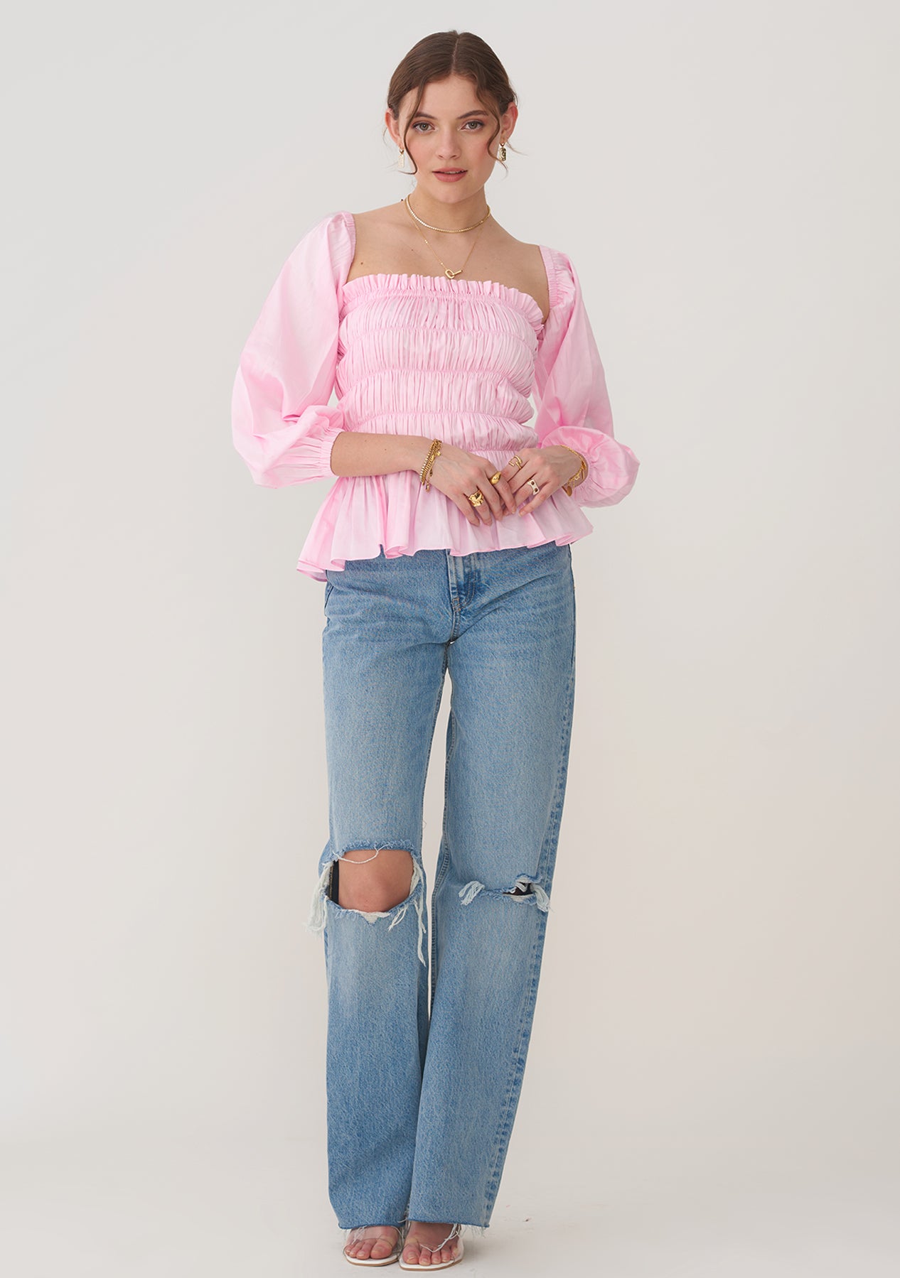 Love Pep Top with detachable sleeves (Pink)