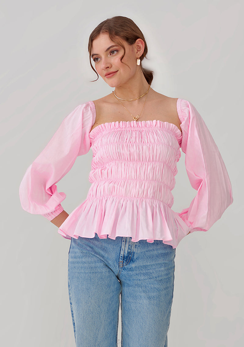 Love Pep Top with detachable sleeves (Pink)